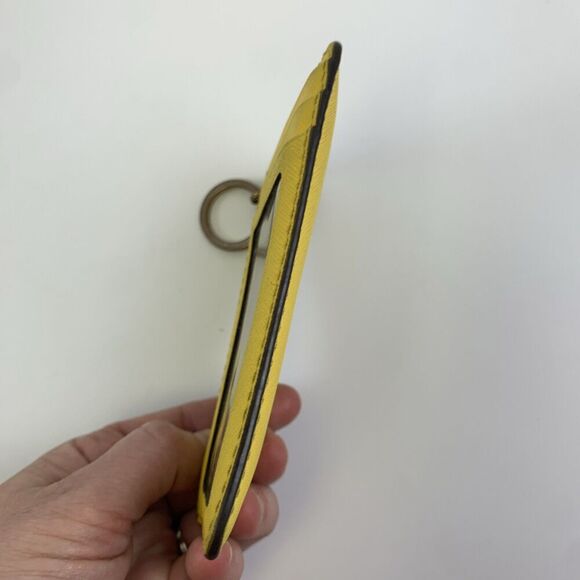 Michael Kors Jet Set Travel Saffiano Leather Coin Pouch Yellow Small Key Zip - Picture 7 of 13